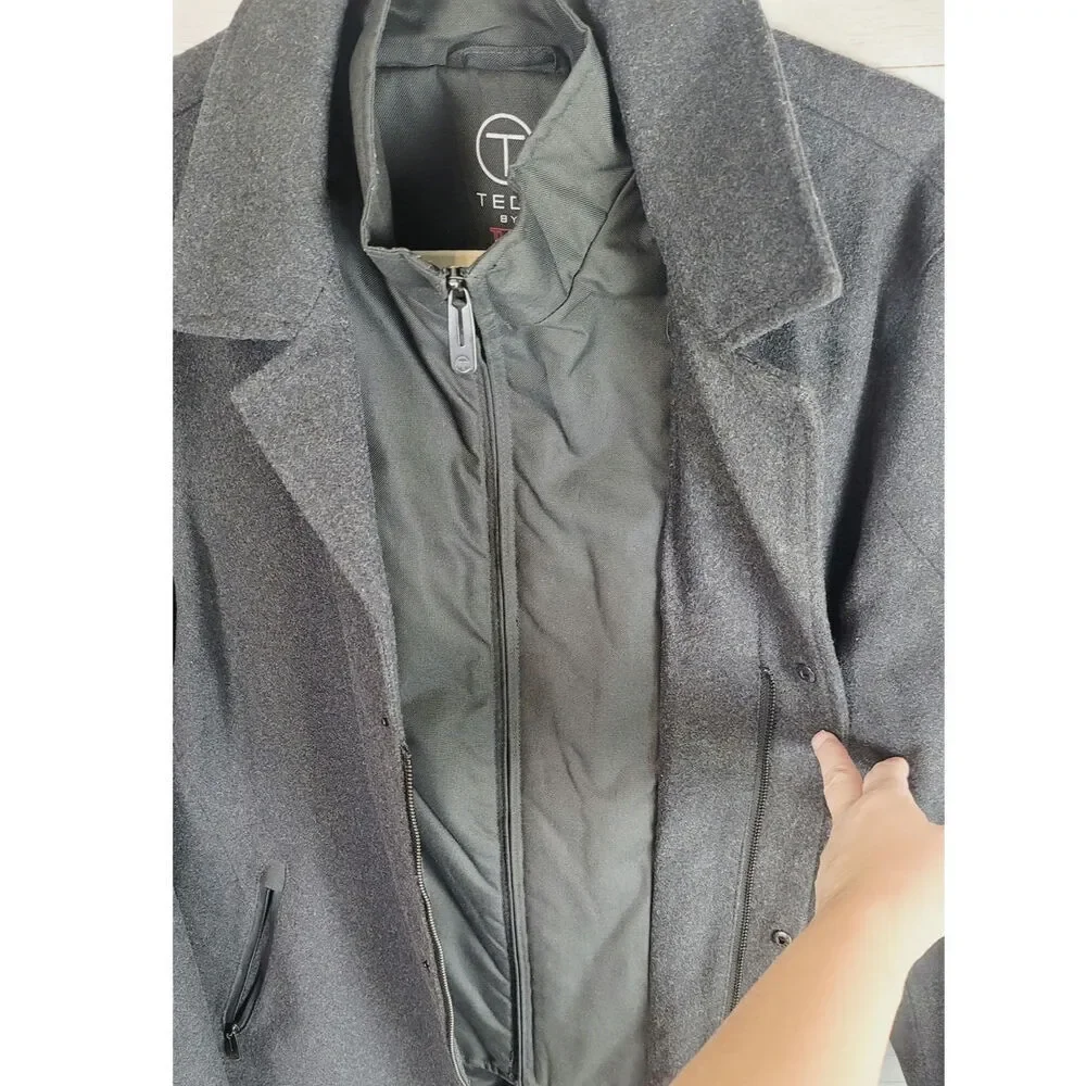 Tech by TUMI Traveler Waterproof Wool Quilt Lined Zip-Up Coat in Gray, sz Small